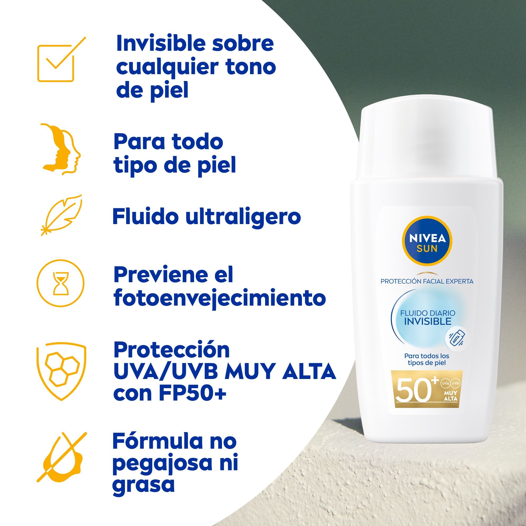 Veido fluidas su apsauga nuo saulės SPF50 kasdieniam naudojimui Veido apsauga
