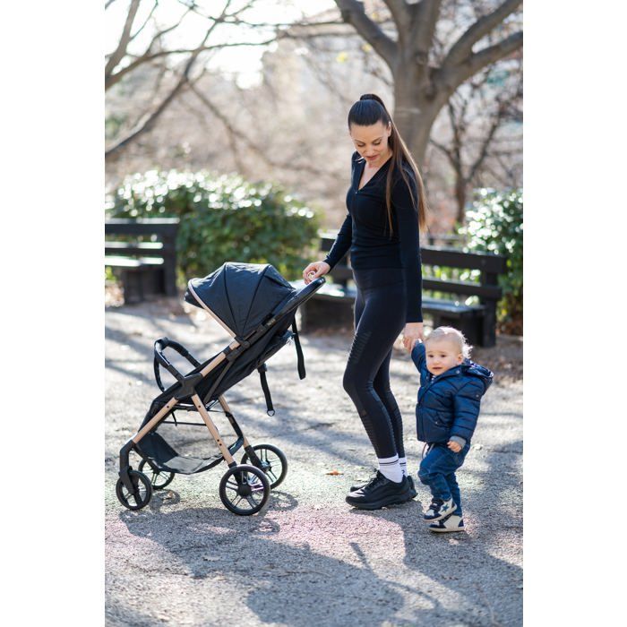Bebelissimo - Ultra Compact Baby Stroller - Lightweight - One-Hand Fold - Walnut - Pink