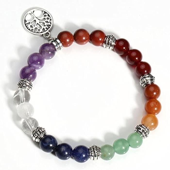 Bracelet CKK7X Femmes 7 Chakra Perles arbre de vie Pendentif charme pour