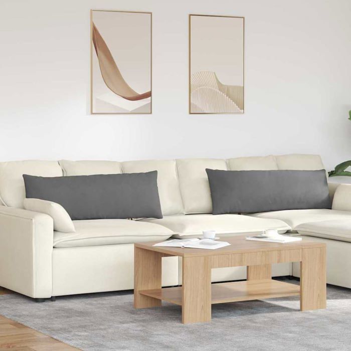 Coussins de canapé en tissu - vidaXL - Gris foncé - 120x40x20 cm - Housses amovibles - Rembourrage polyester - Lot de 2