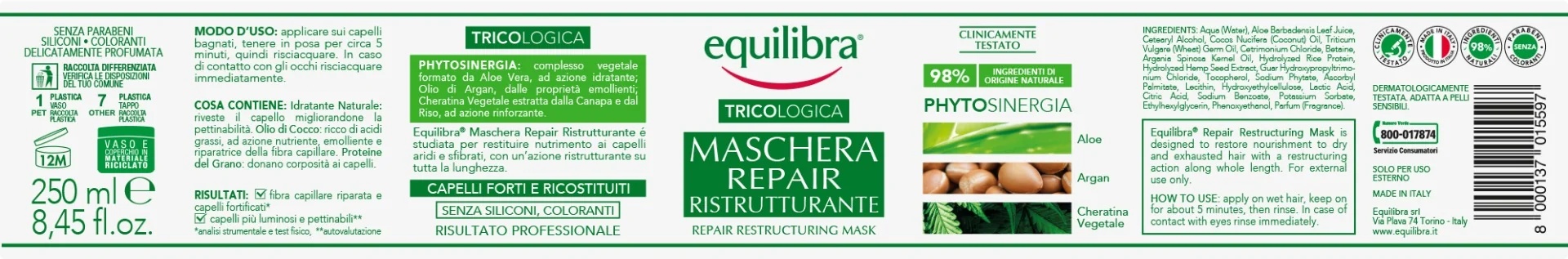 EQUILIBRA Equilibra Tricol Repair Mask 250 ml Máscara de reestruturação