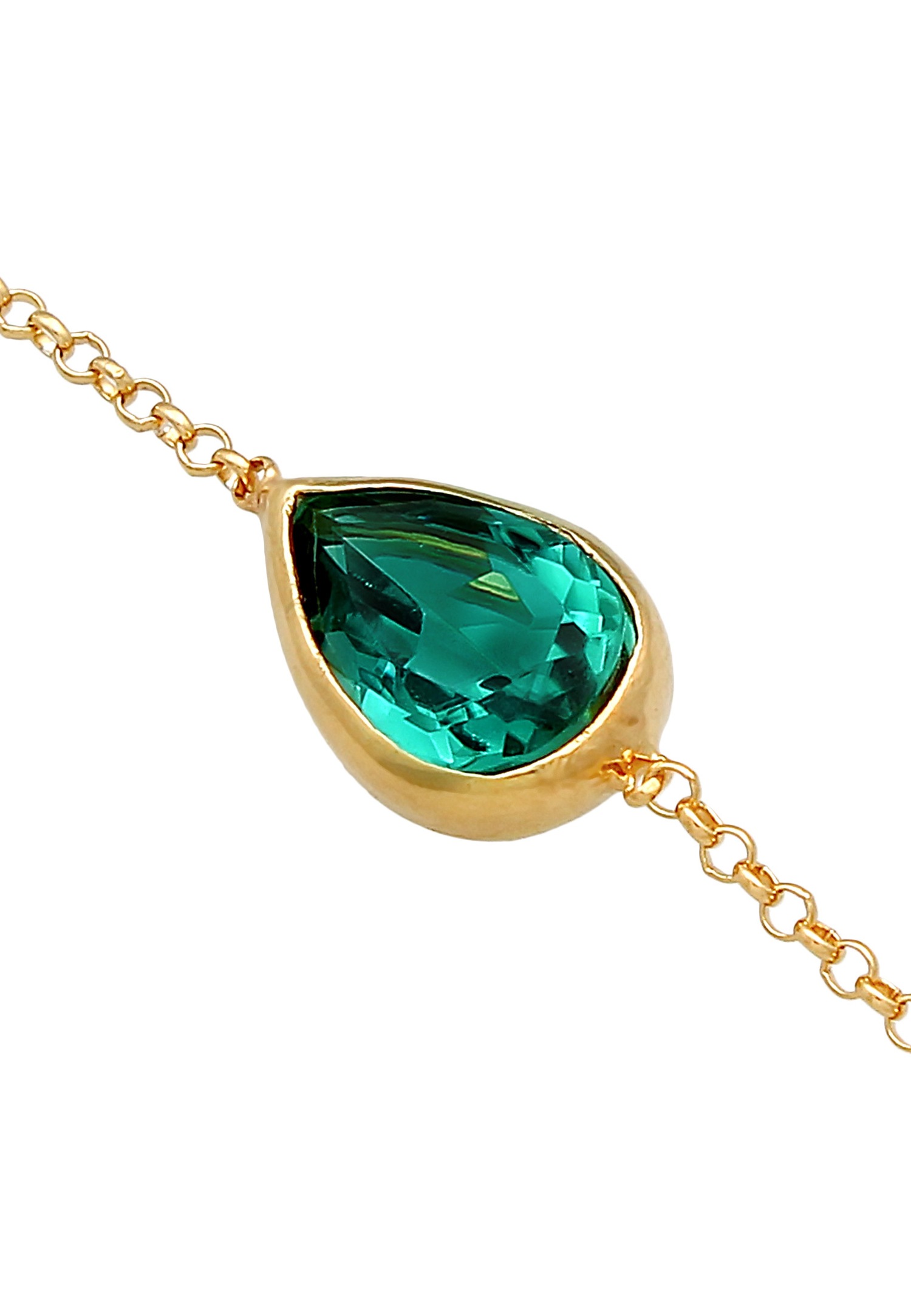Elli PREMIUM Elli PREMIUM Bracelet Femmes Goutte étincelant vert avec quartz en argent sterling 925 plaqué or