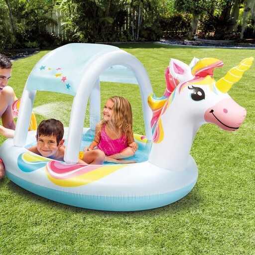 Piscina Intex Unicórnio com Teto Removível e Aspersor de Água