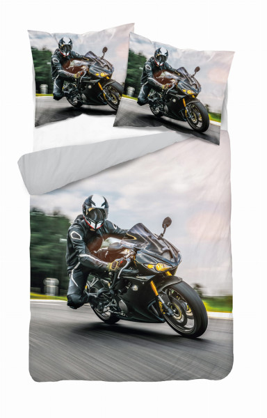 Pościel 3D satynowa z mikrowłókna MOTOCYKL 160x200 Detexpol