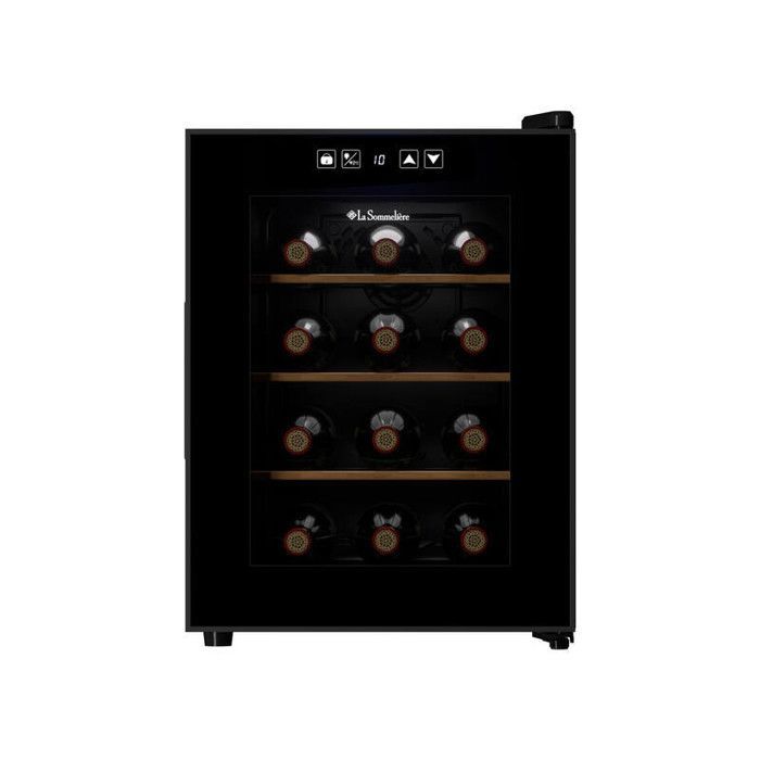 12SILENCE Wine Cellar – 12 Bottles – Hybrid Technology – Ultra-Quiet 25 dB – Modern Black and Anthracite Grey Design
