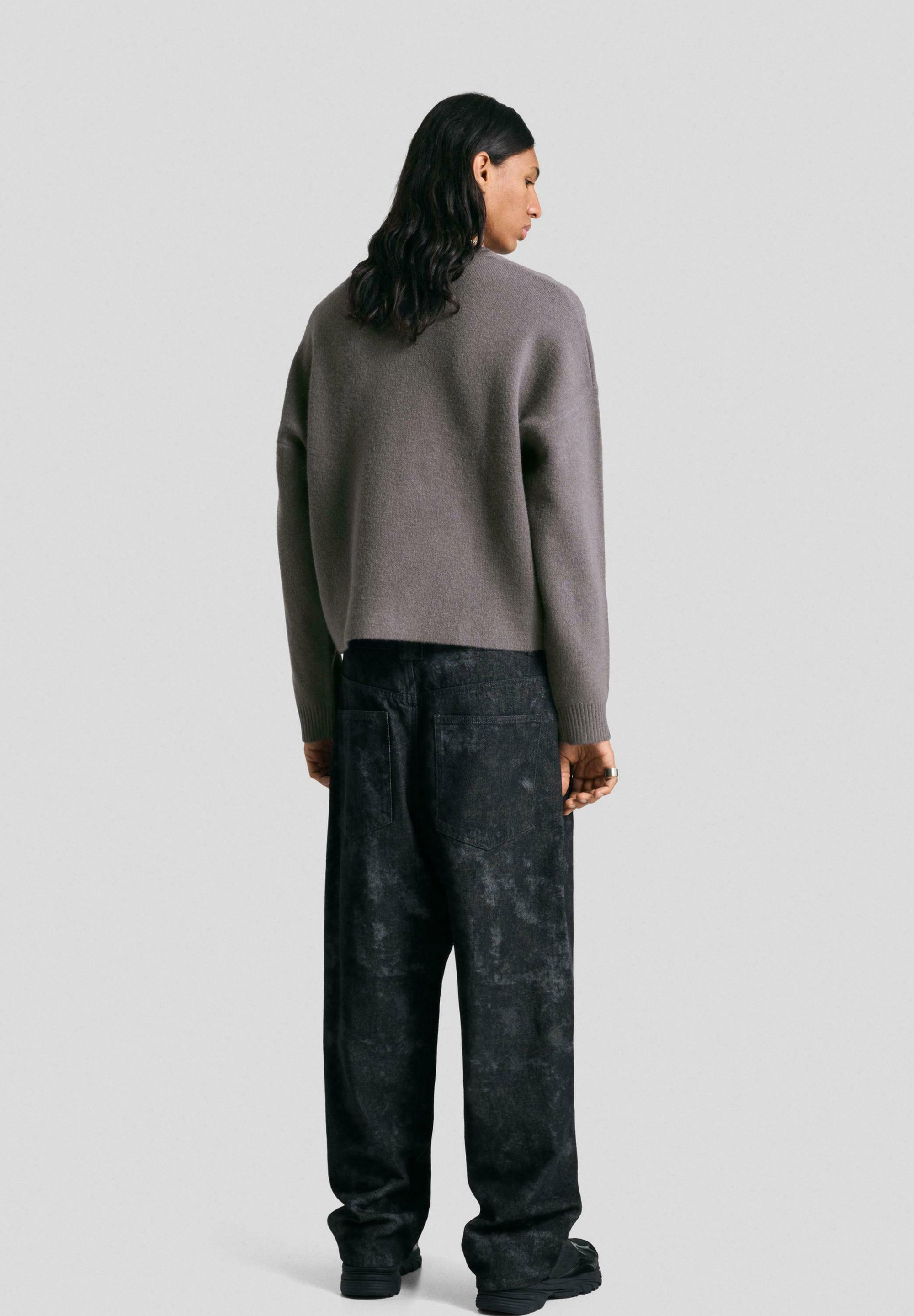 Bershka CROPPED megztinis - pilkas