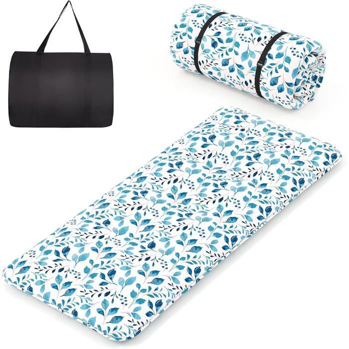 COSTWAY Matelas Futon 90 x 200 CM, Surmatelas Amovible Lavable, Matelas de Sol Portable avec Sac de Transport, Motif de Feuille