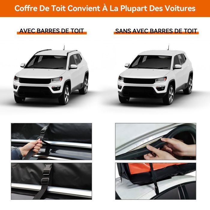 Cofre de techo impermeable para coche de 600 litros para viajes - 130 x 100 x 45 cm - Bolsa de techo resistente a la intemperie