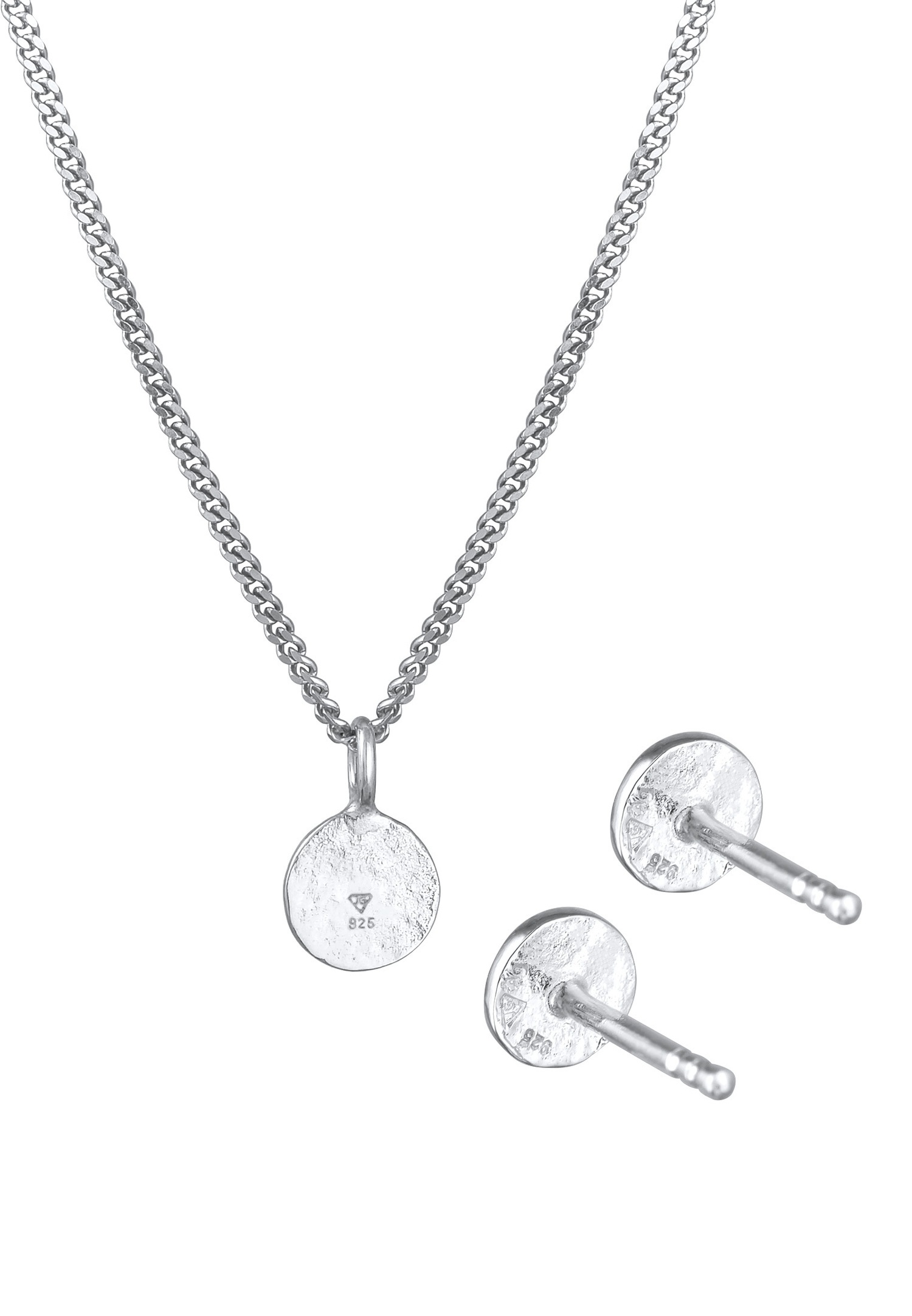 Elli Femmes pendentif plaquette set clous d'oreilles en argent sterling 925