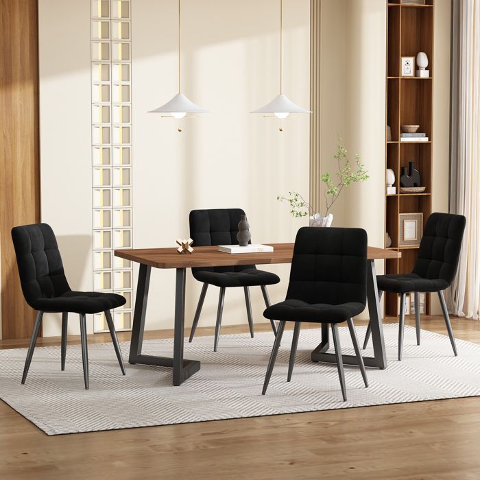 Juego de comedor de segunda generación con ambiente acogedor (juego de 5 piezas), mesa de comedor con 4 sillas, mesa de comedor moderna para cocina.