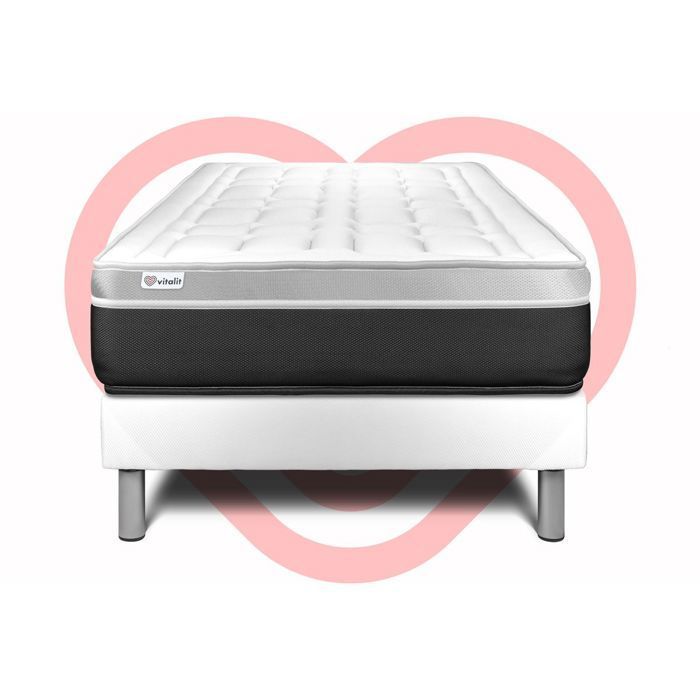 Conjunto de colchón y base de cama de 90x200 cm - Vital Soft Blanco