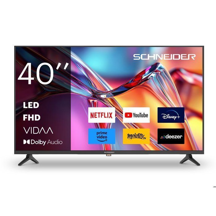 SCHNEIDER - 40A2 - 100 cm (40 inch) FHD LED TV - Vidaa Smart TV - 1920x1080p - Netflix, Prime Video, Disney+ - 3x HDMI - 2x USB - Hotelmodus