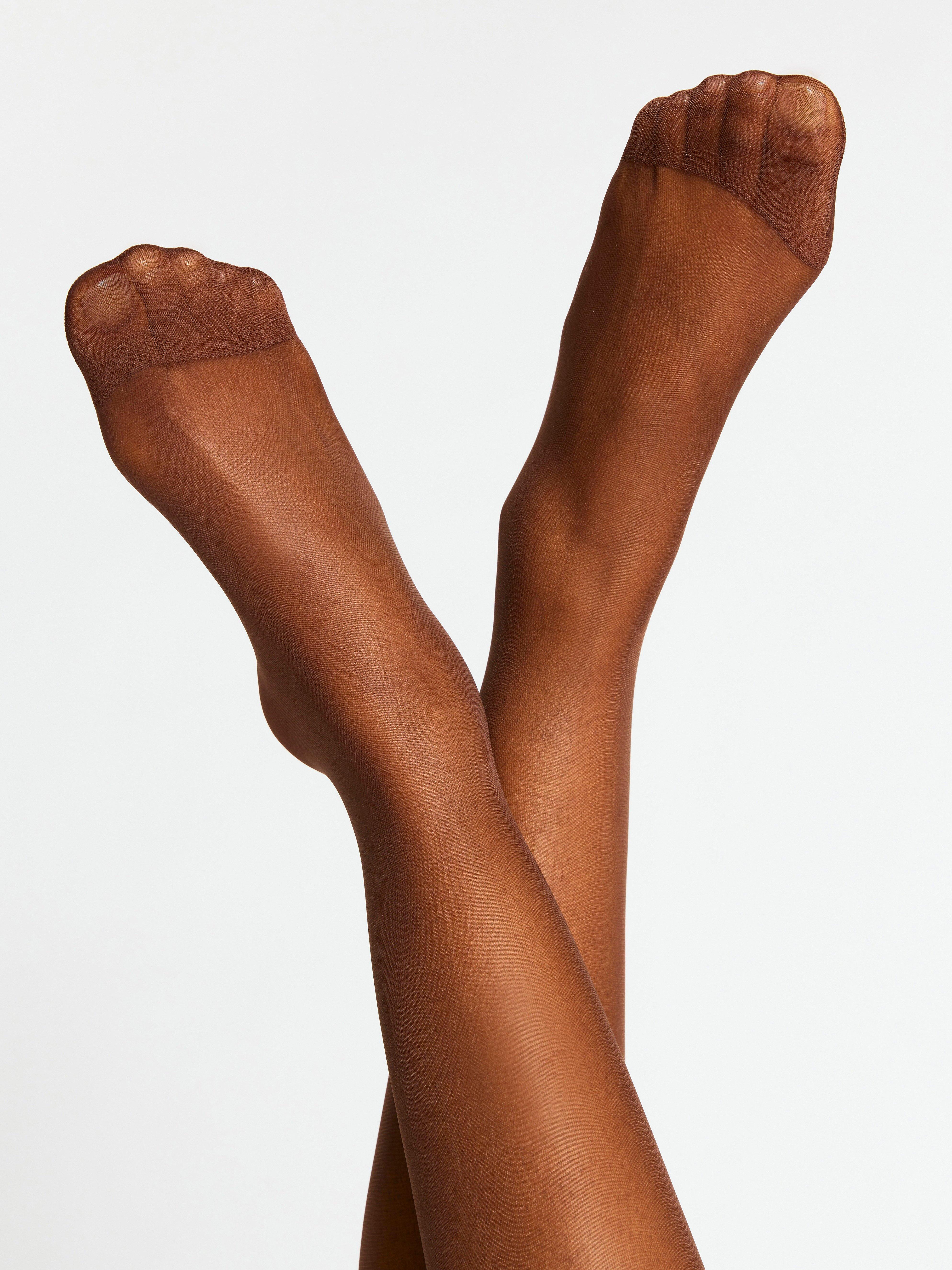 Collants taille basse semi-brillants 15 deniers marron