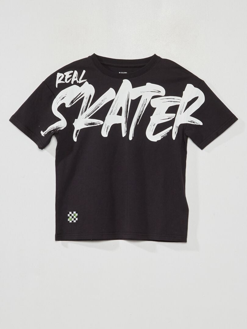 Camiseta de manga curta com estampa - PRETA