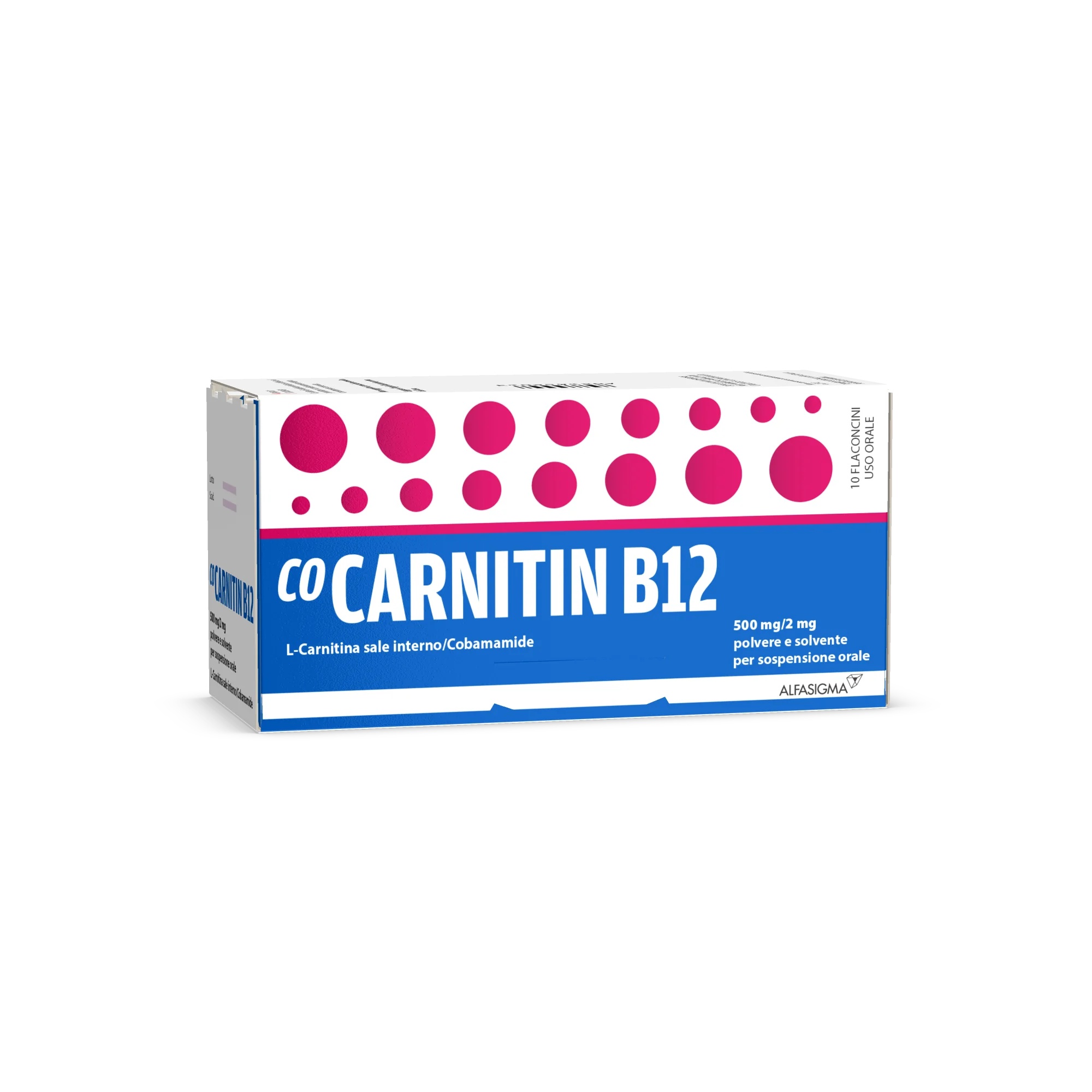 ALFASIGMA CoCarnitina B12 500 + 2 mg Pó e solvente para suspensão oral 10 frascos Condições de deficiência