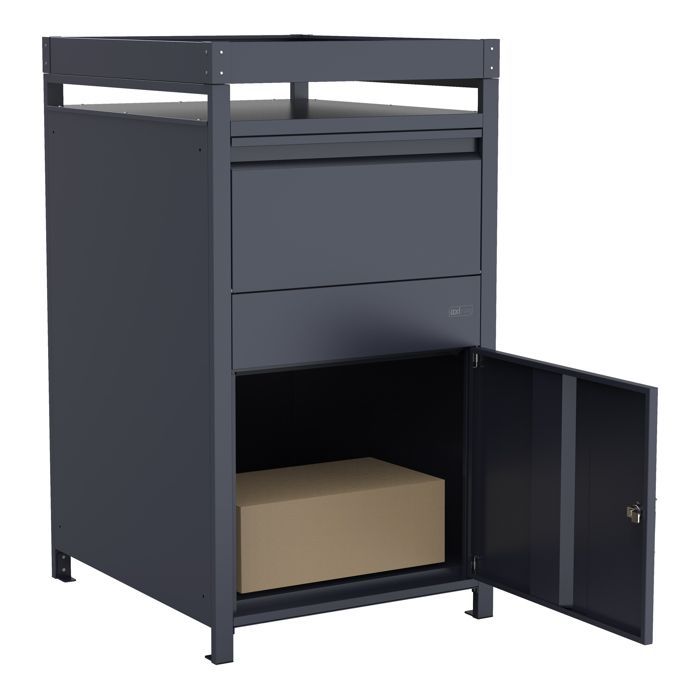 AXI Leon Cache poubelle avec Louis boîte aux lettres Anthracite – 1 conteneur - Max. 240L - Abri Poubelle Extérieur avec Excellente