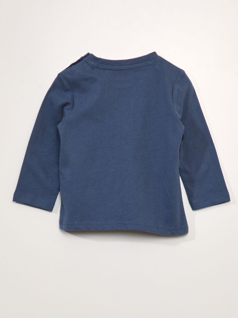 Gevlekt T-shirt met boucléprint - BLAUW