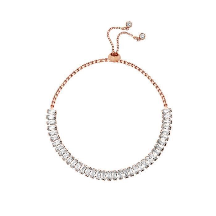HUEIHWOH - Women's Rhinestone Bracelet with Cubic Zirconia, Valentine's Day, Christmas, Jewelry Box. 16-23cm - Rose Gold