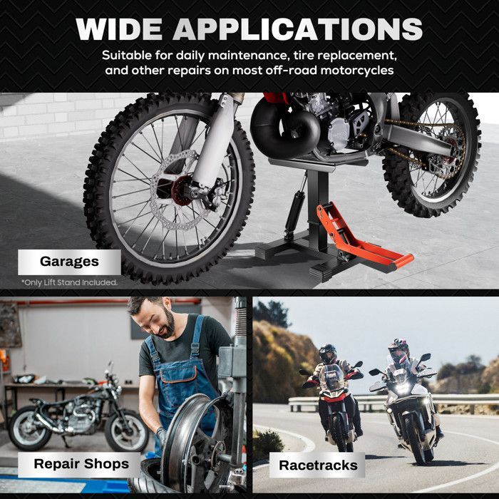 Soporte hidráulico para motocicletas - Elevador profesional para motocicletas - Soporte universal para motocicletas - Carga máxima: 400 kg