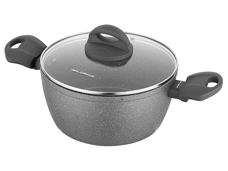 Garnek aluminiowy z pokrywką Lava Stone 2,4 l szary