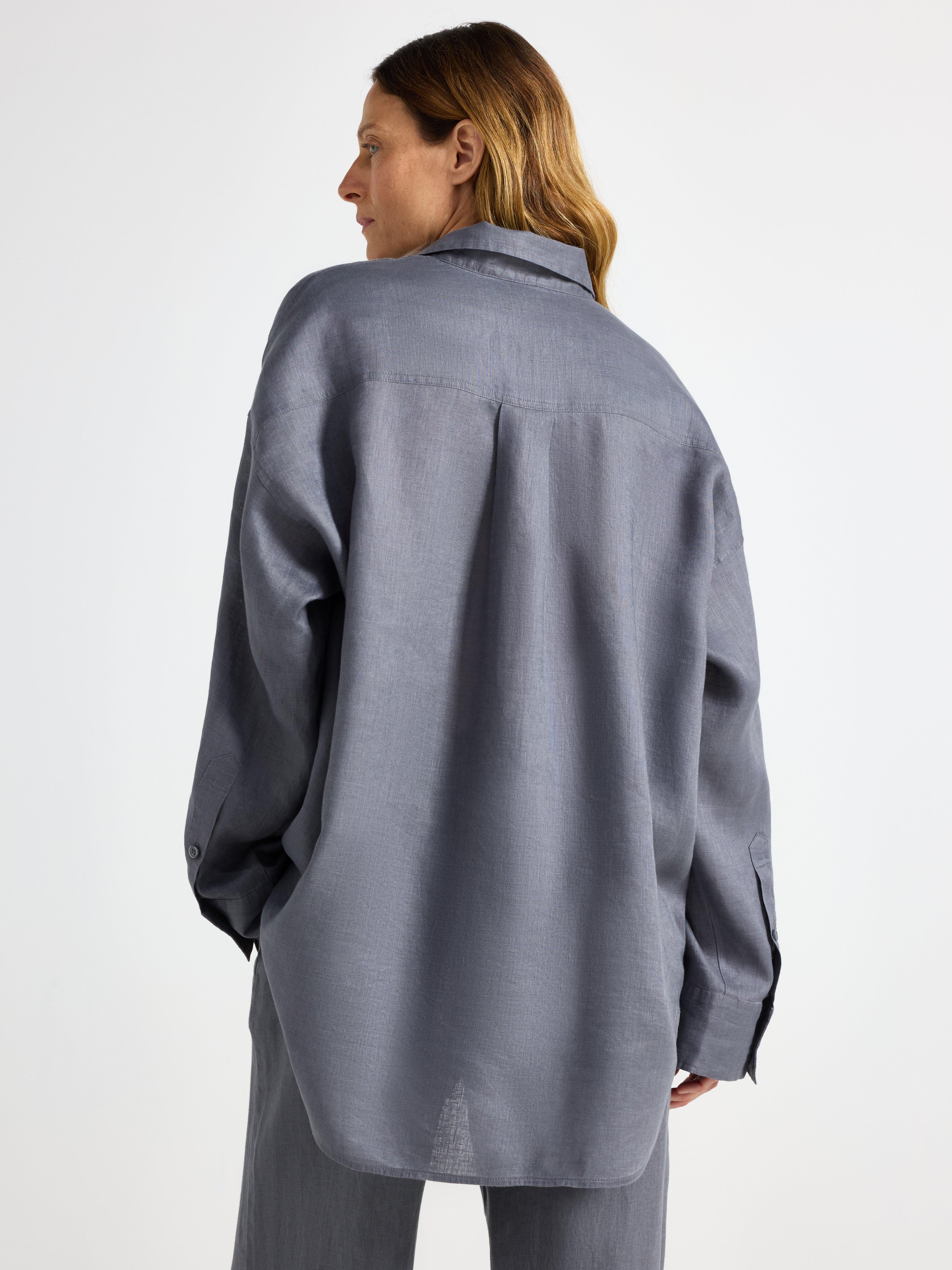 Camisa oversized em linho cinza