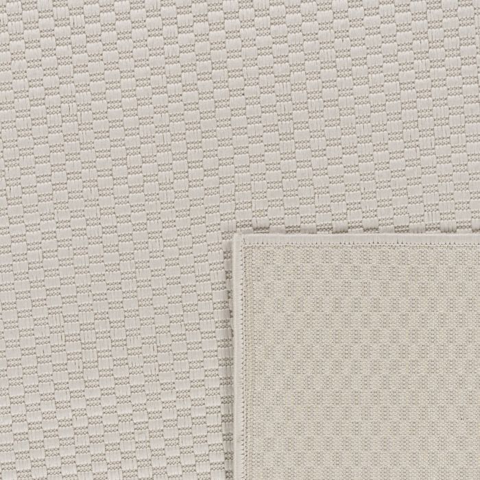 Alfombra de exterior Paco Home para balcón, terraza o cocina, lisa, con estampado moteado, color blanco roto, 200 cm x 200 cm.