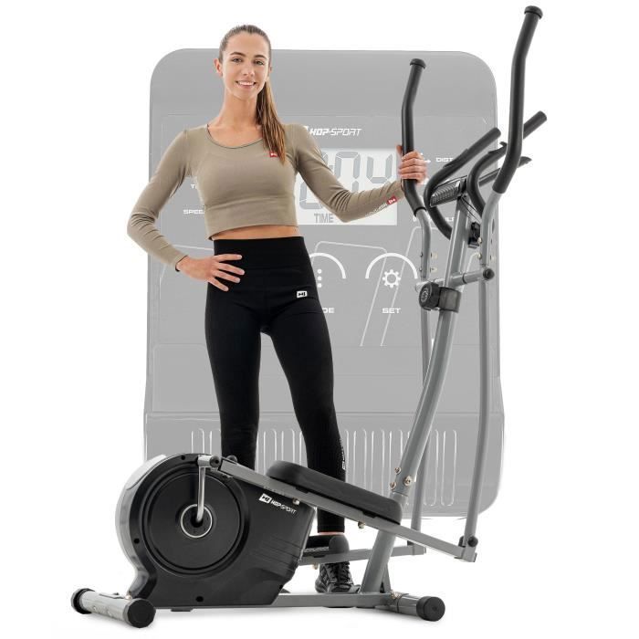 Hop-Sport HS-2050C Cosmo Indoor Elliptische Trainer, 9 kg vliegwiel, 8 niveaus magnetische weerstand, max. 100 kg, zilver