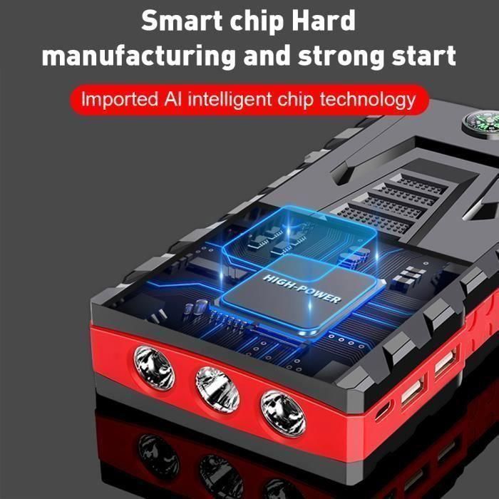 Avviatore di emergenza per auto - 99800 mAh - Avviatore di emergenza portatile - Schermo LED - Power bank portatile - Avviamento di emergenza/Gonfiaggio/Ricarica