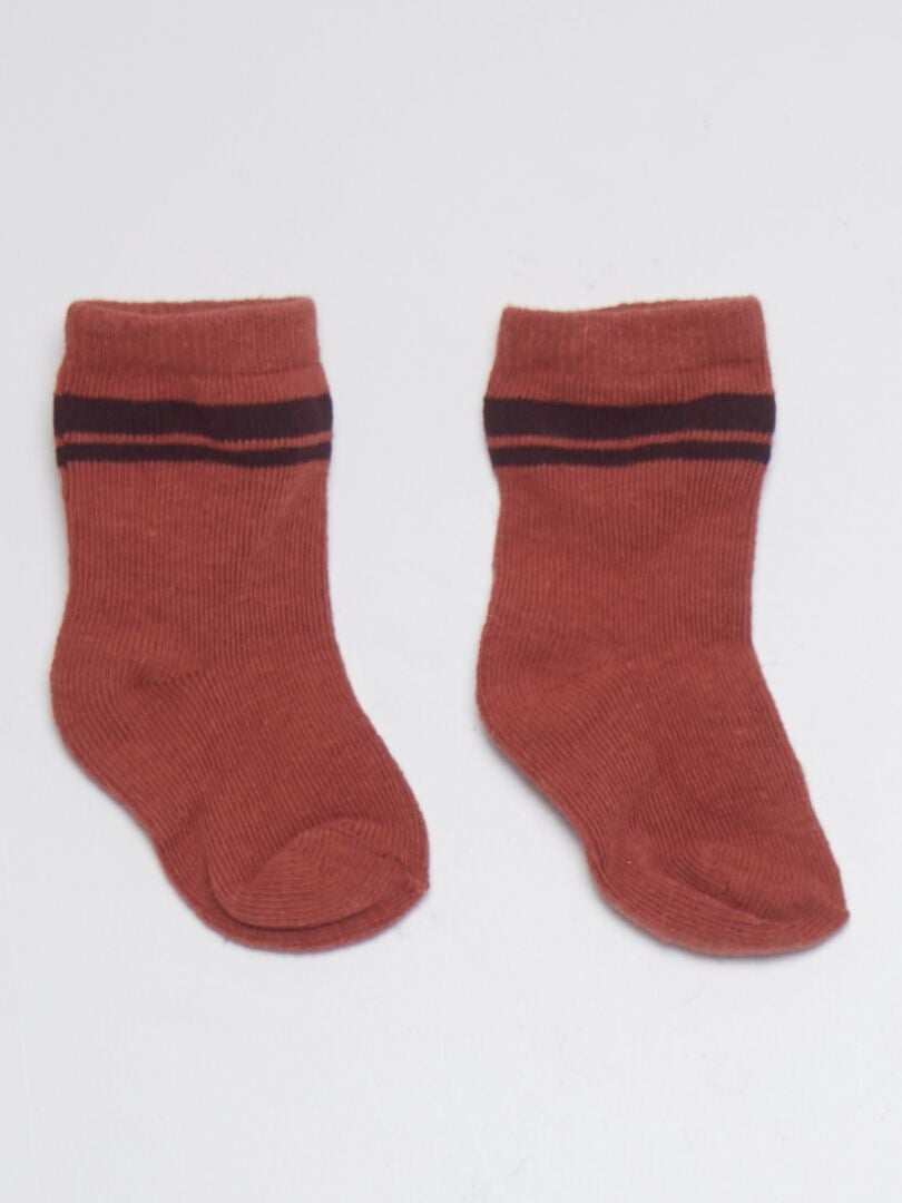 Joggingbroek met opgestikte zakken + sokken - BRUIN