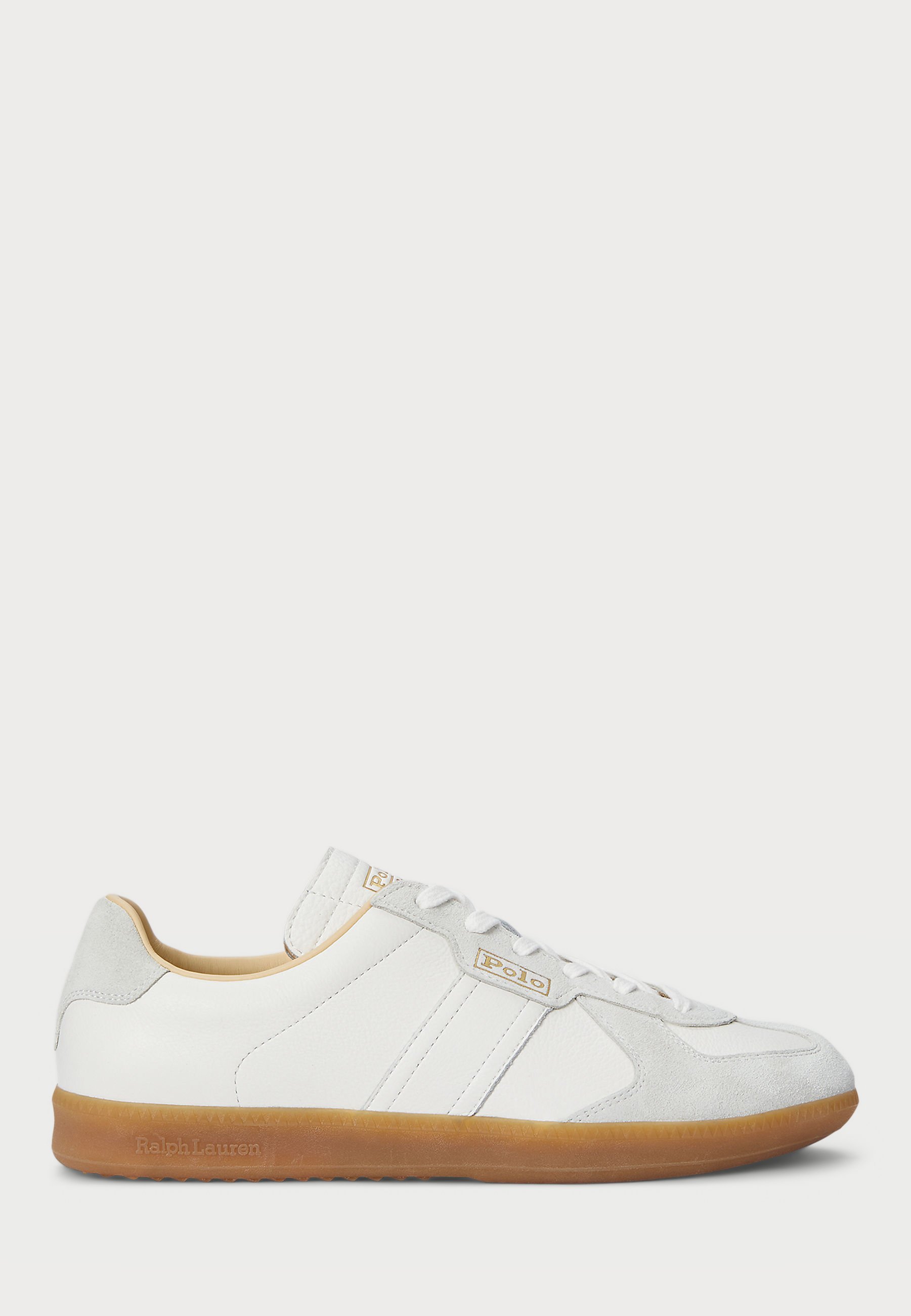 Polo Ralph Lauren FIELD COURT 100 SNEAKERS IN PELLE E CAMOSCIO - Sneakers - bianco/bianco effetto legno