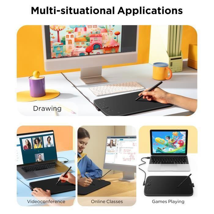 Tavoletta grafica UGEE M908 da 10x6,25 pollici con rotella di scorrimento e 8 tasti di scelta rapida, interfaccia USB-C.