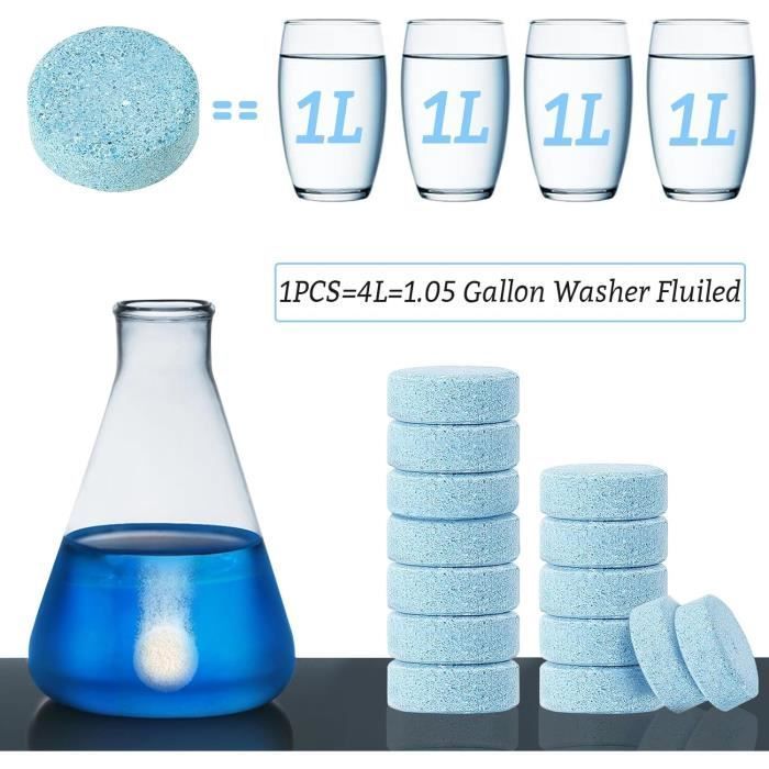 Pack of 100 Windshield Washer Fluid Tablets, Concentrated Windshield Washer Fluid Tablets, 400L Car Windshield Washer Fluid