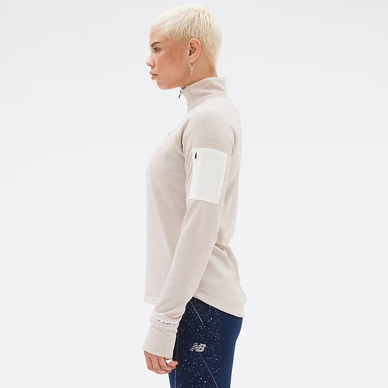 Dámská mikina s kapucí NB Heat Grid s poloviční zipem - SEA SALT HEATHER