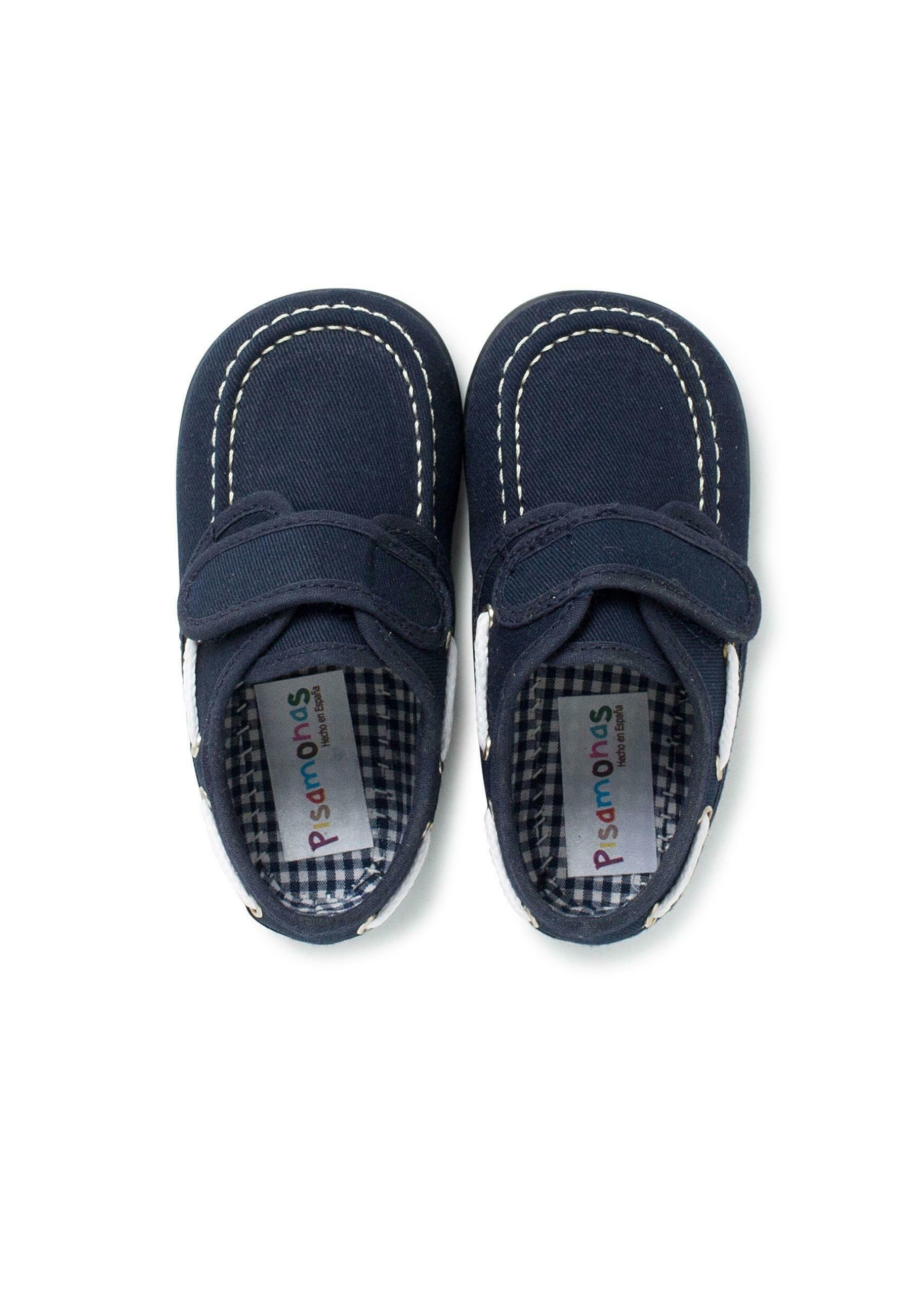 Scarpe da barca Pisamonas in tessuto nautico con chiusura a strappo - blu navy