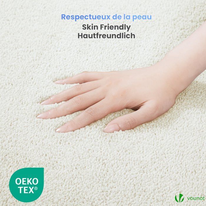 VOUNOT® Tapis de salon poils ras doux antiderapant 200x300cm uni crème