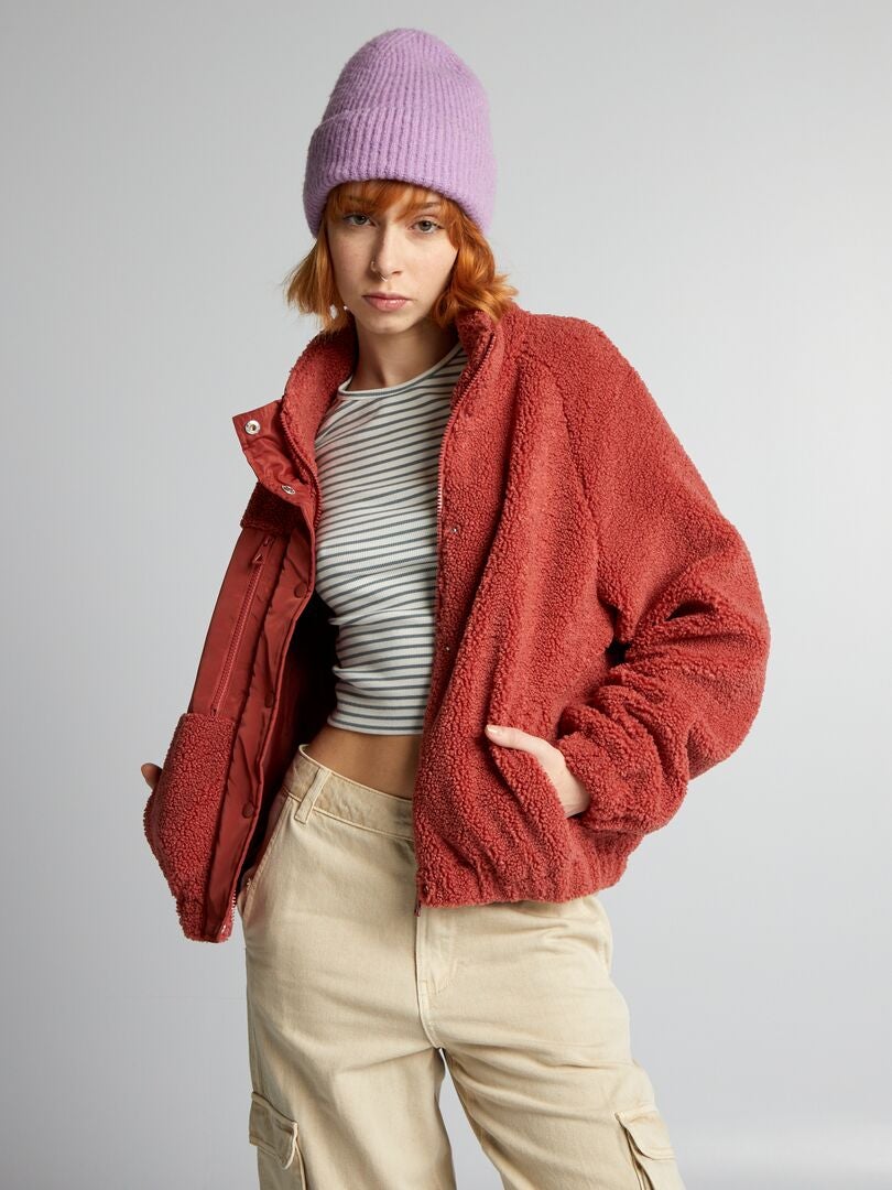 Sherpa-jas met lange mouwen - ROOD