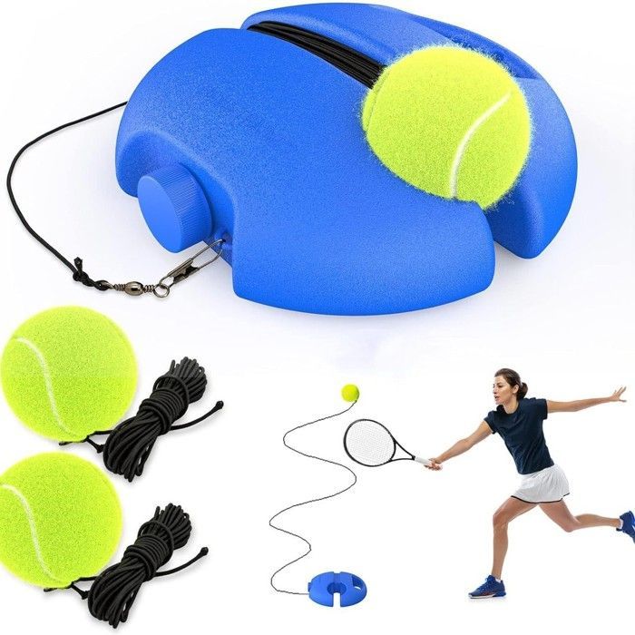 Entraîneur de Tennis avec 2 Balle de Tennis, Kit D'entraînement de Tennis, Tennis Trainer, Appareil de Sport innovant, Bleu