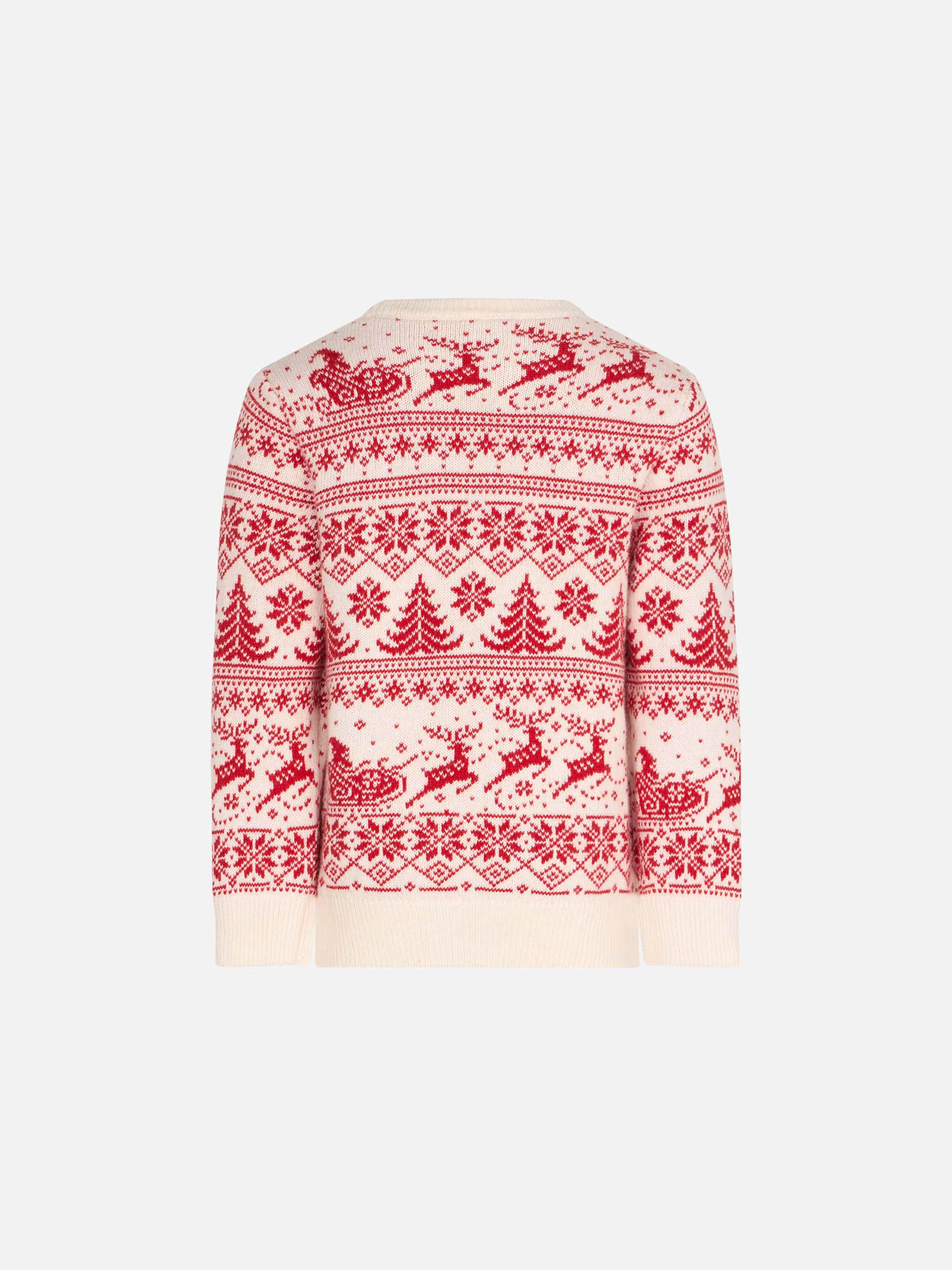 Hvid børnetrøje med rund hals og julemønster