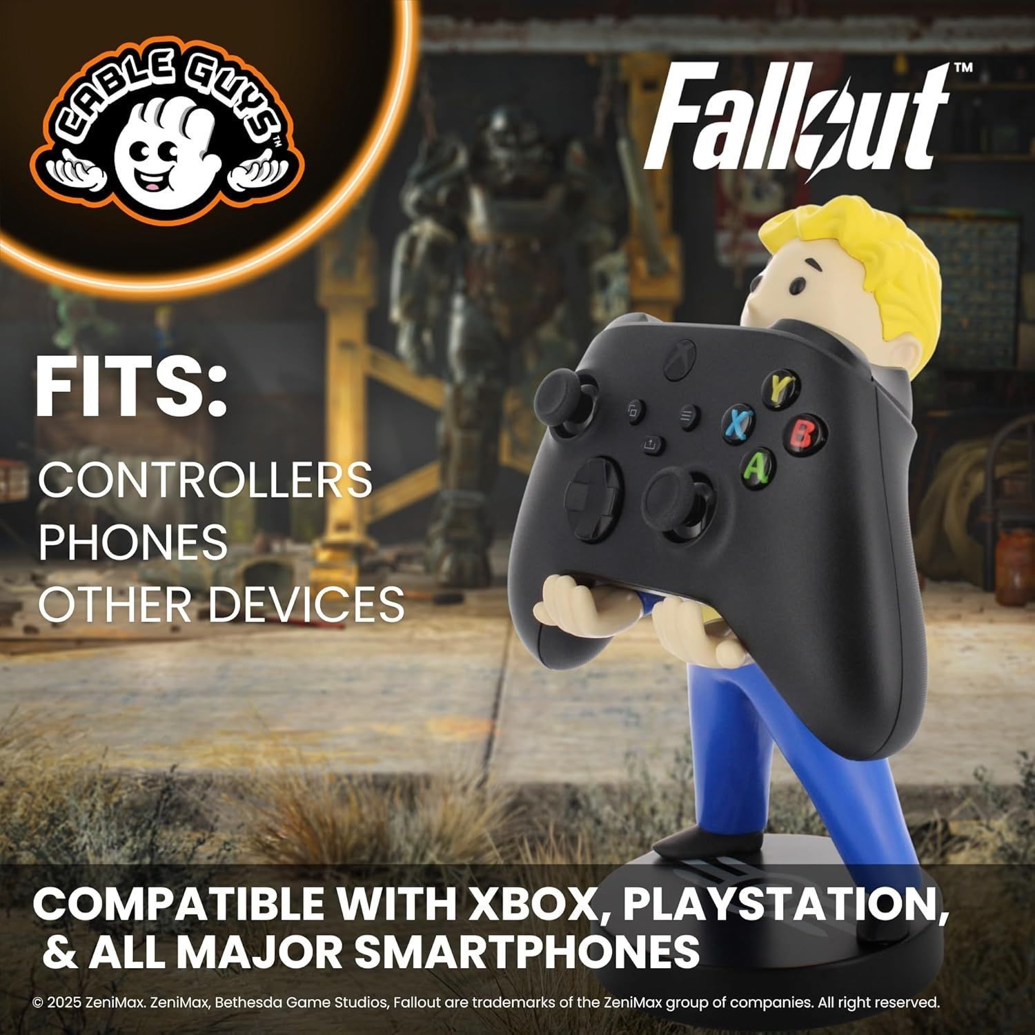 Statuetta Fallout Vault Boy - EXQUISITE GAMING - Cable Guys - Cavo USB incluso - Supporto per smartphone o piccoli accessori - 20 cm