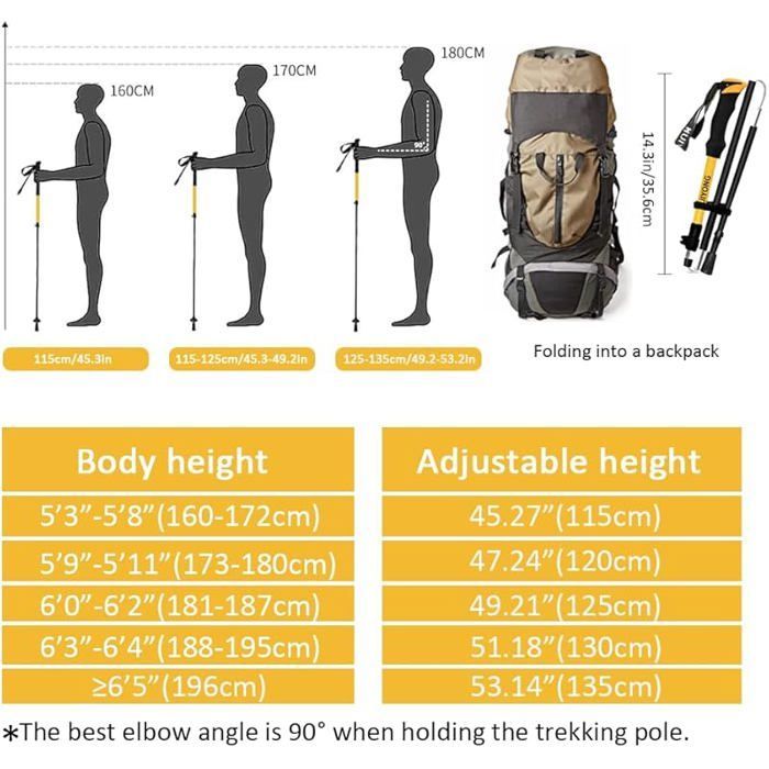 Bastones de senderismo telescópicos plegables | Bastones de marcha nórdica para hombre y mujer | Bastones de trekking ultraligeros
