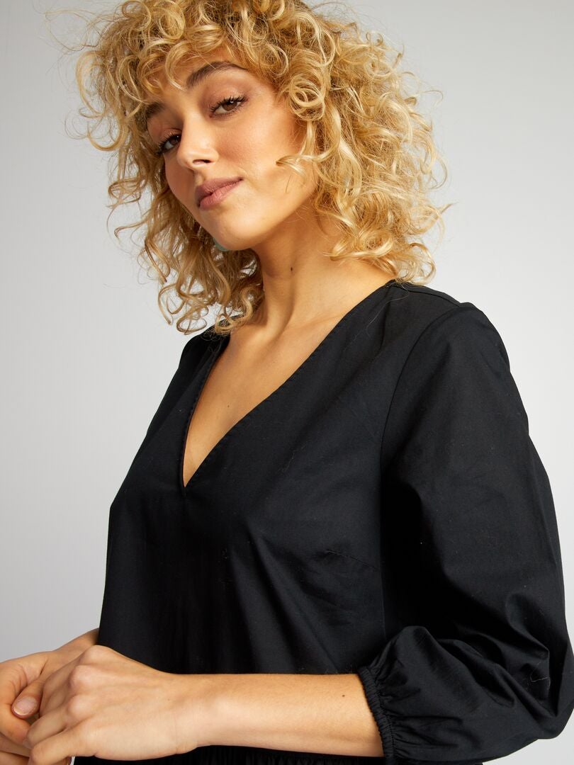 Vestido longo com mangas compridas - preto