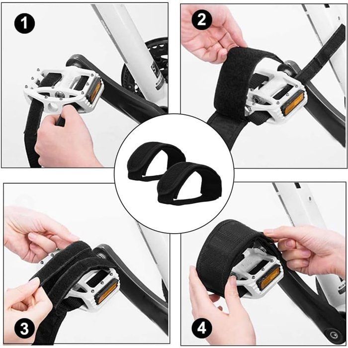 Bicycle Crank Straps, 1 Pair, Black, Adjustable and Non-Slip, Universal for Home Trainers