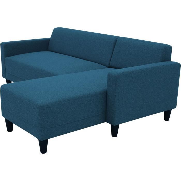 BOB 4-seater fixed corner sofa - Navy fabric - Reversible - W 197 x D 117 x H 65 cm