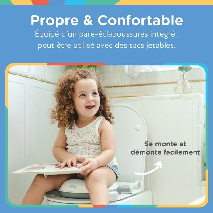 Pot de voyage portable pour tout-petits - NUBY - Avec sac de rangement - Gris / Blanc