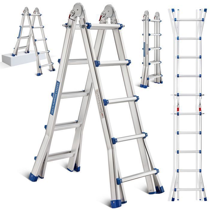 Escada telescópica - STANEW - 3 em 1 - Alumínio - 5,1 m - 150 kg