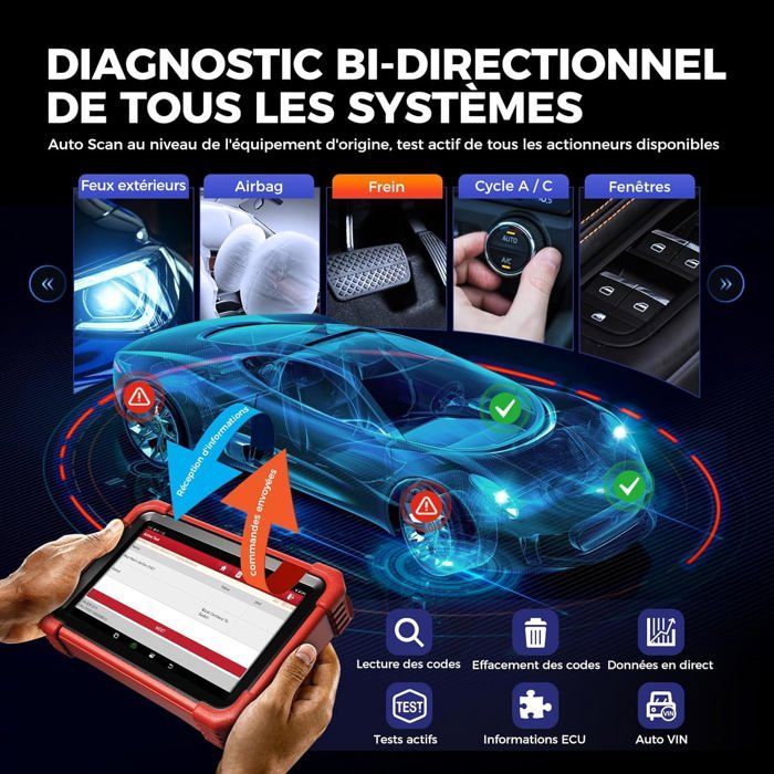 Herramienta de diagnóstico automotriz multimarca - LAUNCH - CRP919XBT - Bluetooth - Control bidireccional - Codificación de ECU