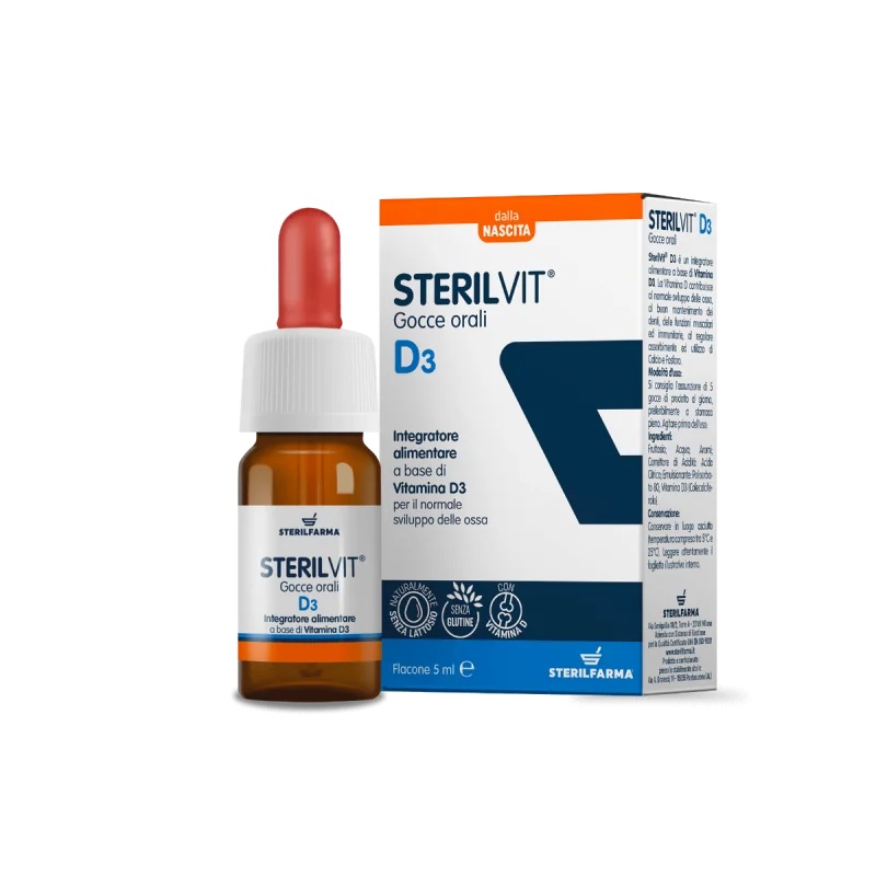 STERILFARMA Sterilvit D3 Tropfen zum Einnehmen, Vitamin-D-Präparat, 5 ml, glutenfrei