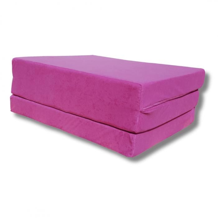 Matelas 195x65x8 cm lit futon pliable pliant - NATALIA SPZOO - Rose - Mousse polyuréthane - 1 personne