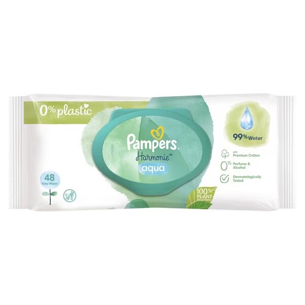 „Pampers Harmonie Aqua“ kūdikių servetėlės, 15 x 48 vnt.