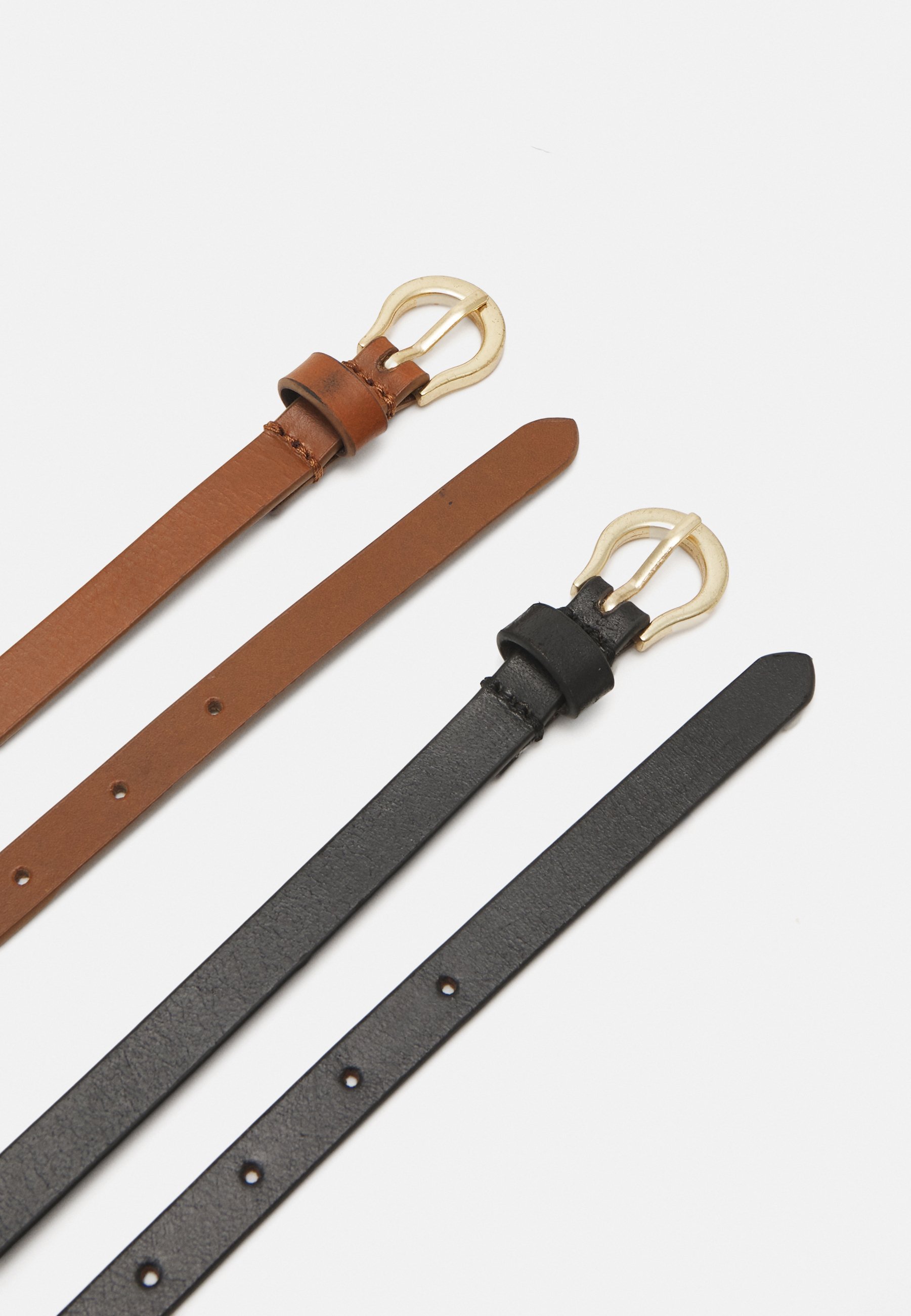 Anna Field LEATHER LOT DE 2 - Ceinture - noir/cognac